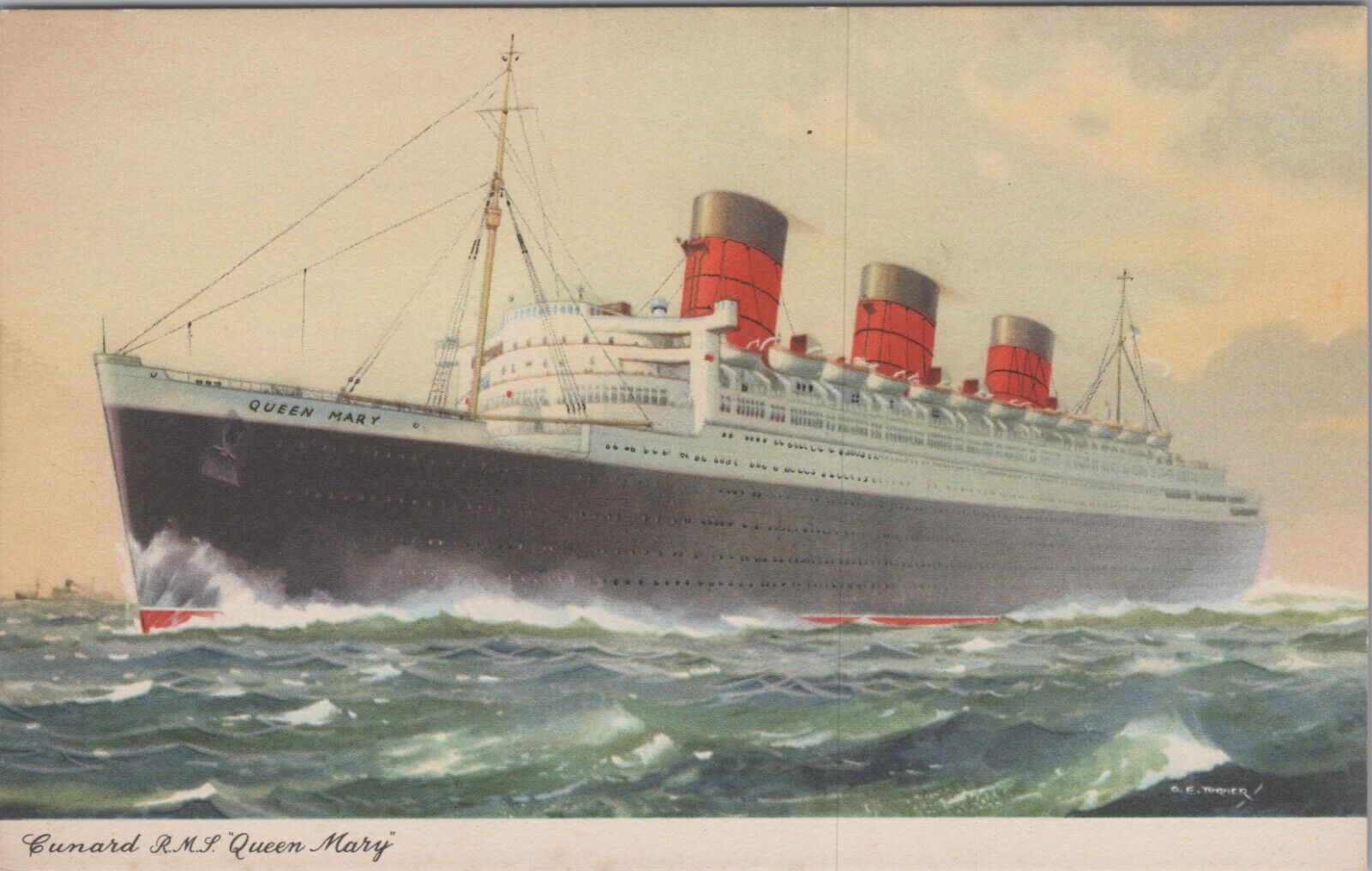 c1930s Cunard R. M. S. Queen Mary Ship Postcard Unused Printed in England B2288