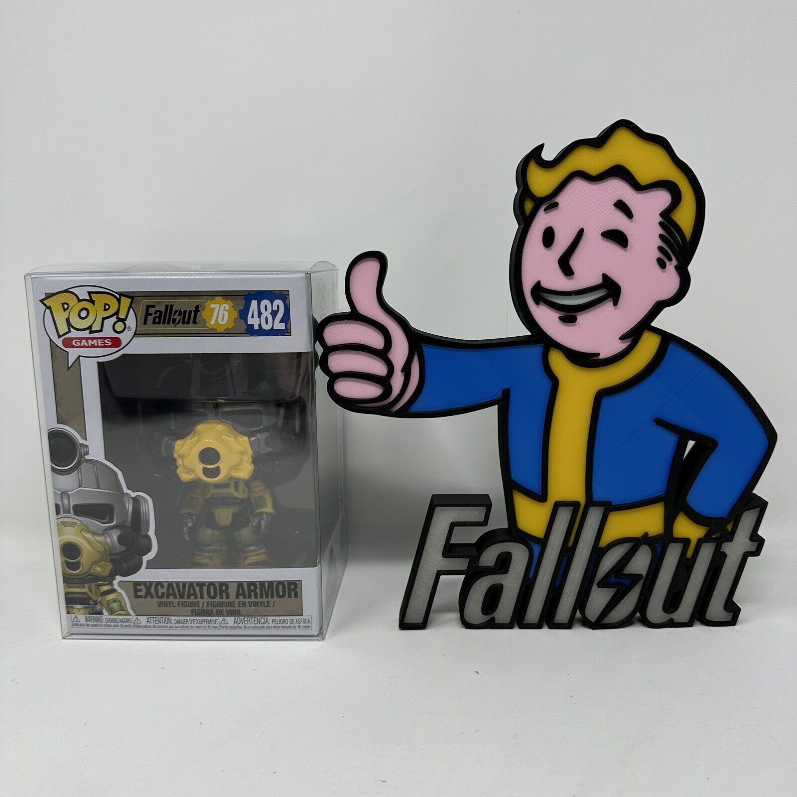 3D Printed FALLOUT 76 - VAULT BOY (GITD) Fan Sign for your Funko & Collectibles