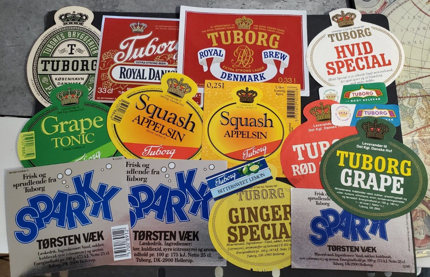 Denmark, nice lot of all different Tuborg Beer labels