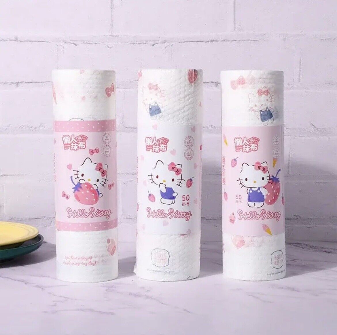 50PCS/Roll Pink Hello Kitty Anime Cartoon Household Paper Towels Disposable 