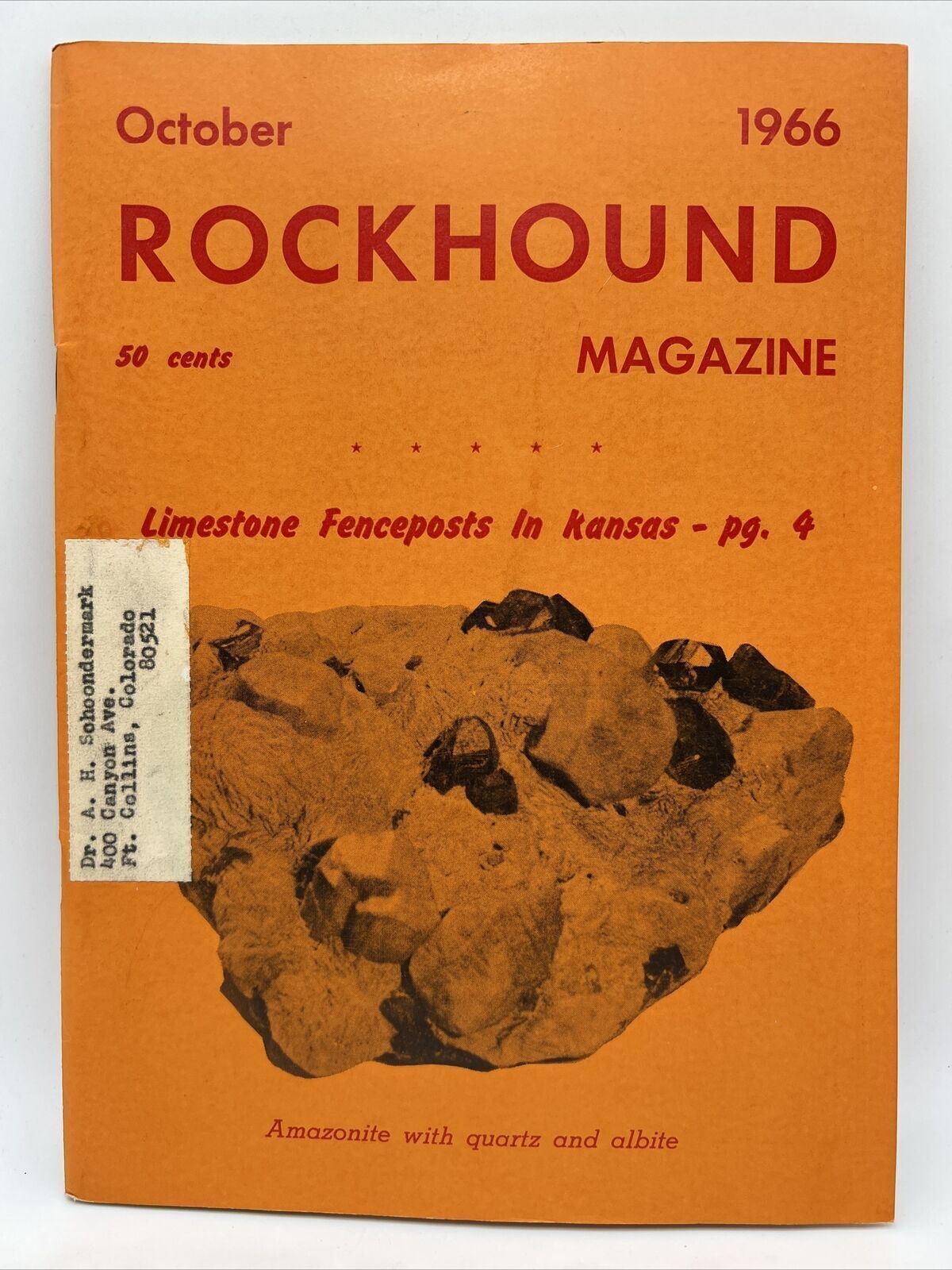 1966 OCT Western Rockhound Magazine Limestone Fenceposts KS Fossils Dinosaur Prk