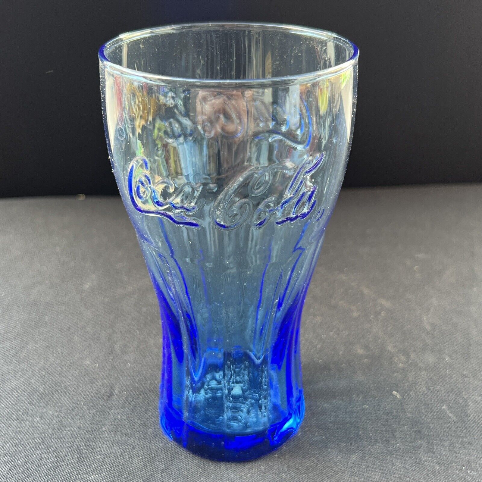 Vintage Cobalt Blue Coke Glasses 16oz. Colored Textured Coca-Cola Cups