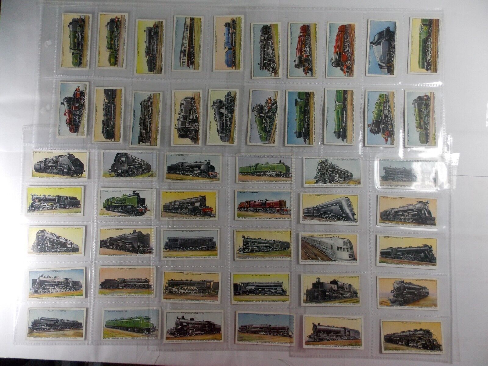 Wills Cigarette Cards Railway Engines 1936 Complete Set 50 in Pages