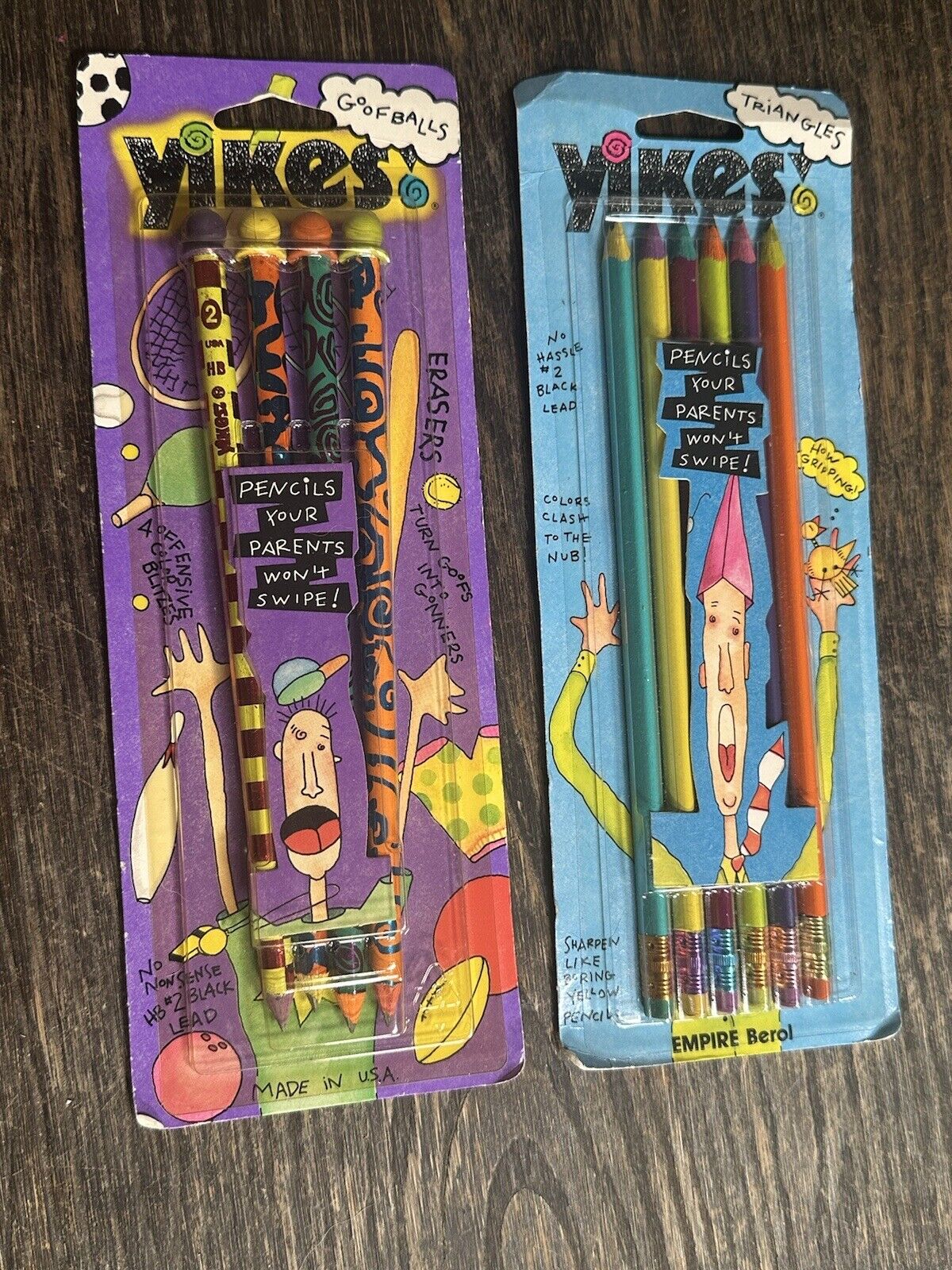 Vintage Yikes Goofballs And Triangles No. 2 Pencils - Empire Berol USA NIP NOS