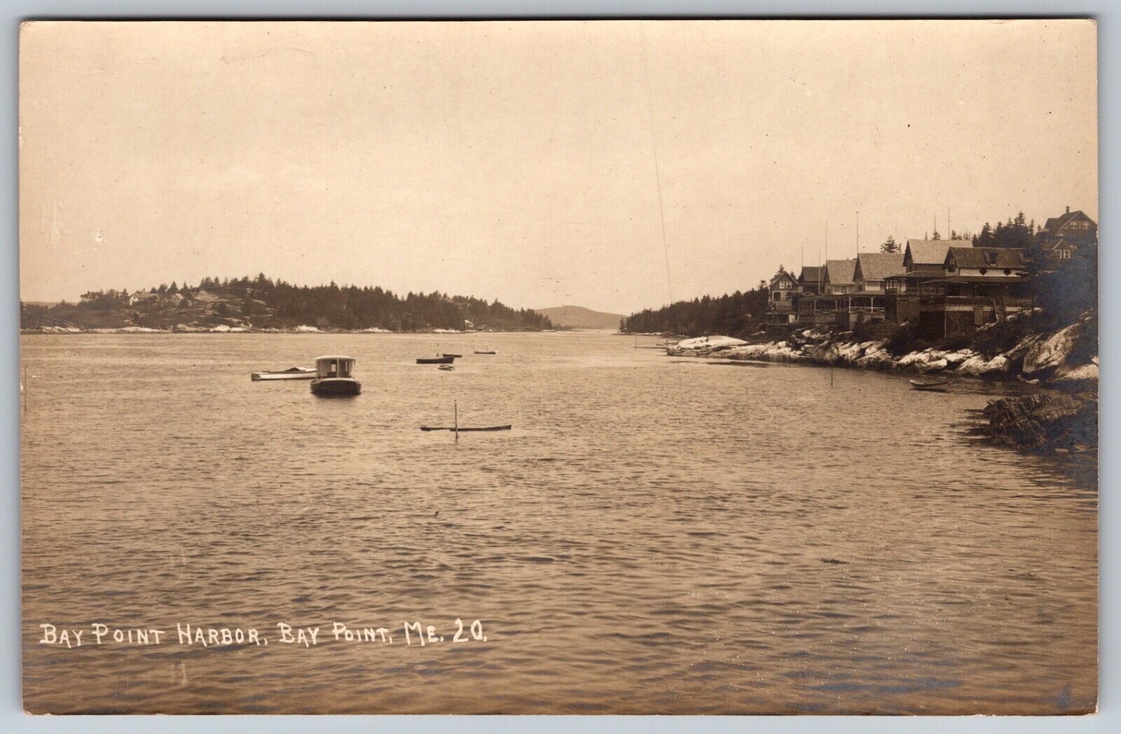 Bay Point Maine ME Harbor Eastern Illus No. 20 RPPC Vintage Postcard 1900\'s