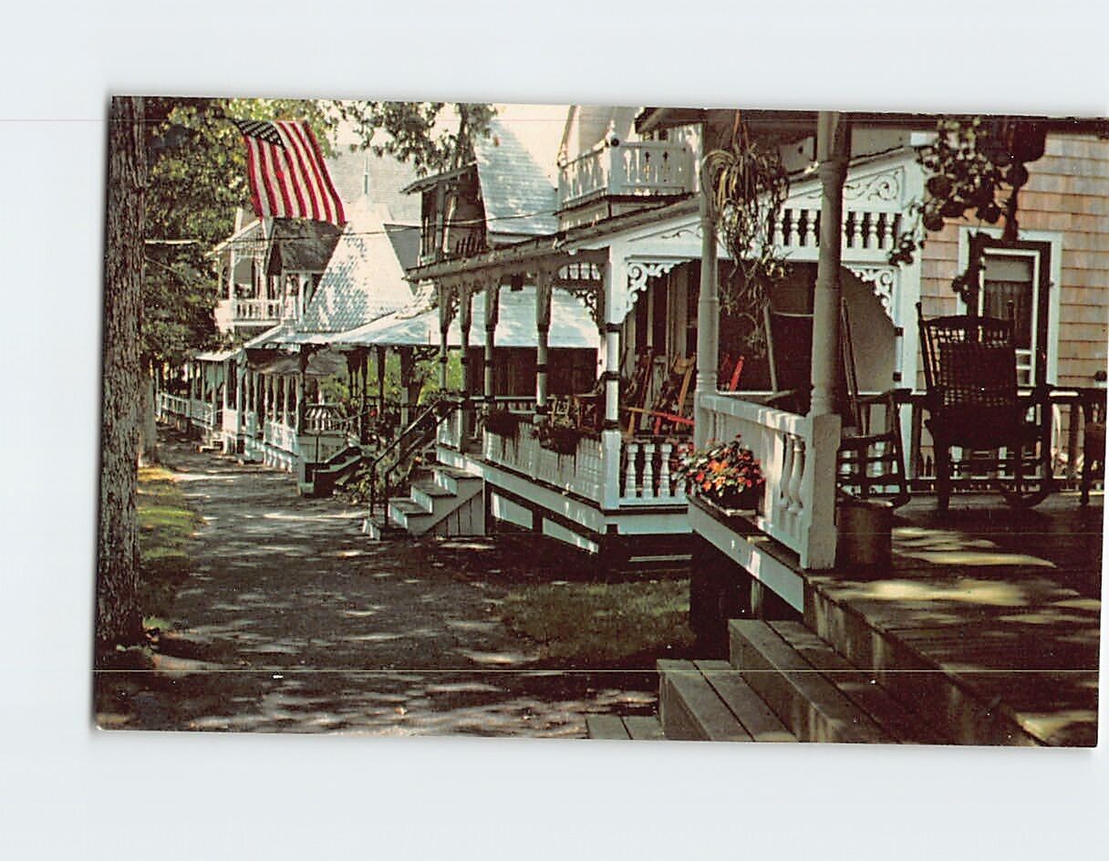 Postcard Colorful Gingerbread Cottages Oak Bluffs Massachusetts USA