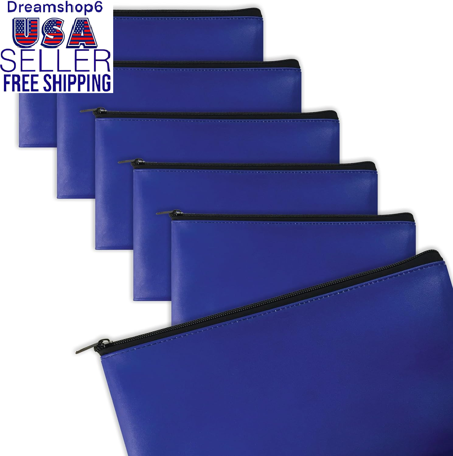 Better Office Products 6 Pack, Zippered Security Bank Deposit Bag, Leatherette, 