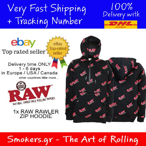 1x RAW OFFICIAL / ORIGINAL RAWLER ZIP HOODIE SIZE - XXL - ROLLING PAPERS