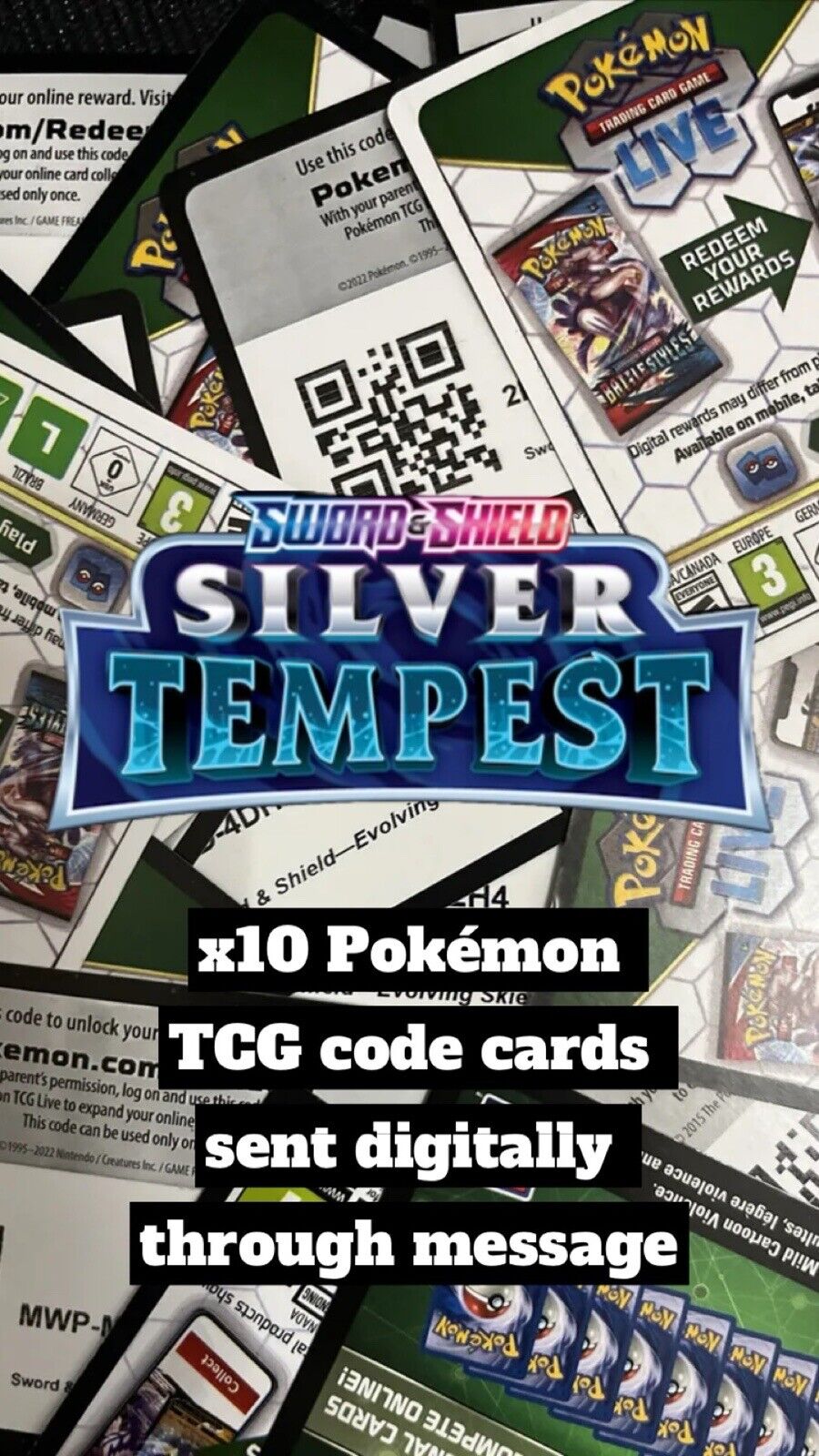 Silver Tempest Pokémon TCG Code Card Lot x10 **MESSAGED**