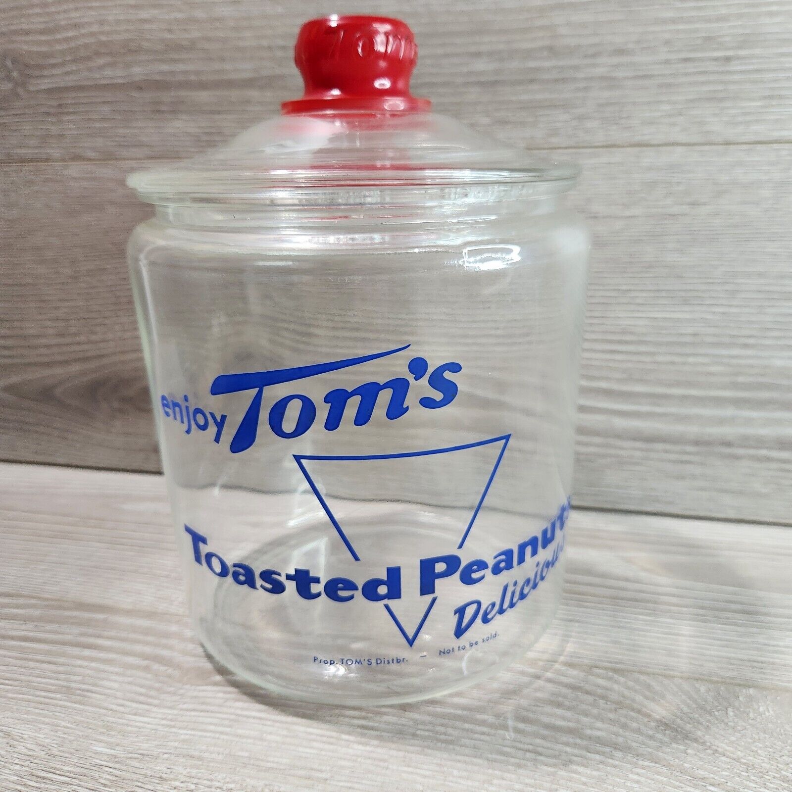 Vintage Toms Toasted Peanuts Glass Canister Jar Counter Display