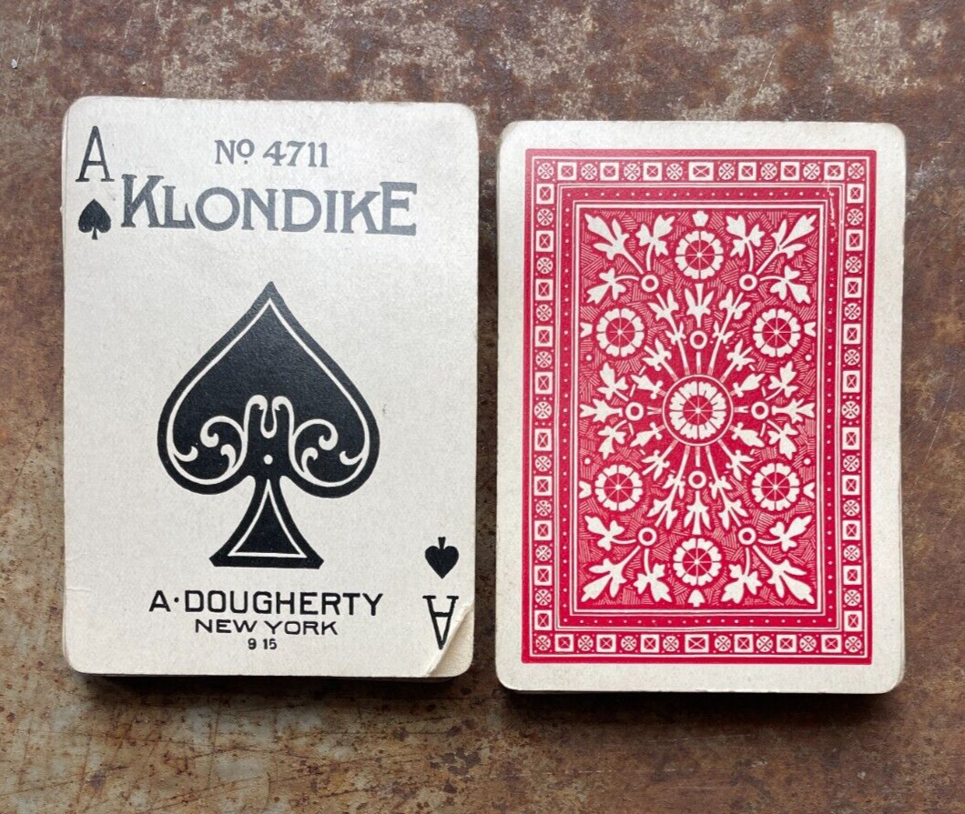 c1910 Andrew Dougherty Klondike No 4711 playing cards 52/52 Antique Vintage no J