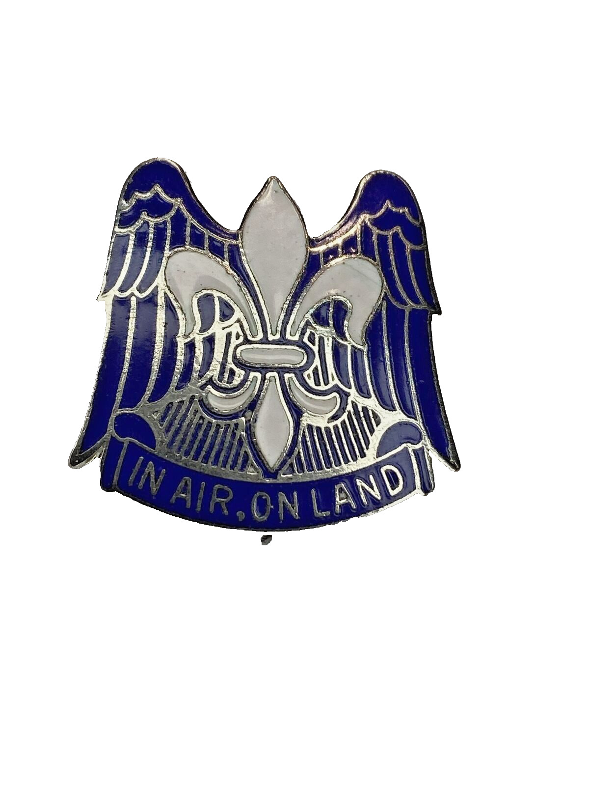 WWII Type Metal Lapel pinback US Army Airbourne In the air On Land/ Fleur De Lis