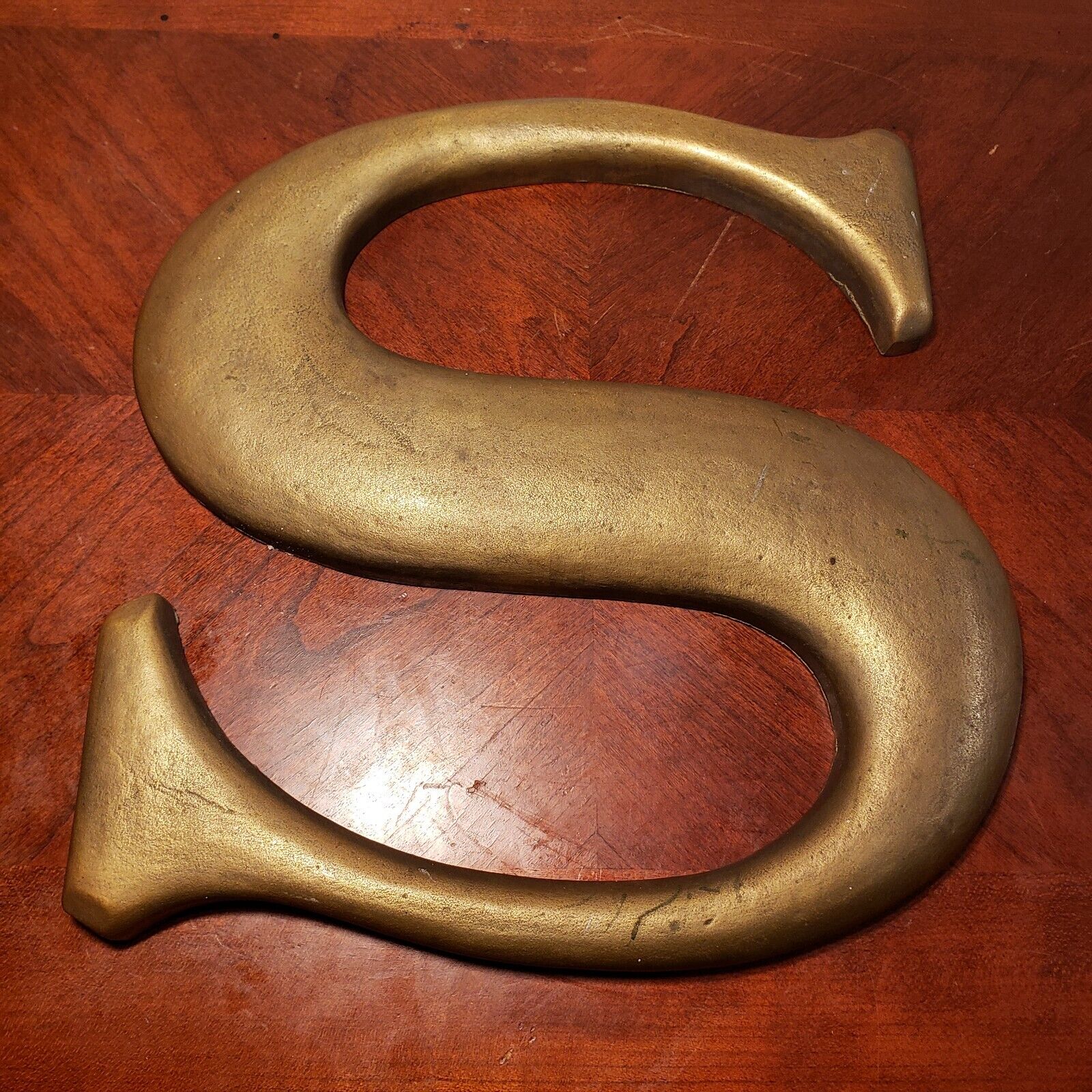 Large Extremely Heavy Antique Solid Brass Letter S 10 Inches Tall 9 lbs