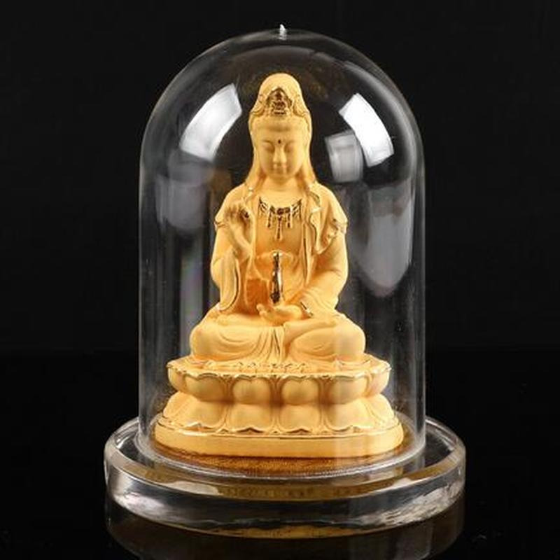 10cm Chinese Traditions Copper Guanyin Buddha Statue Buddhist Car Home Decor