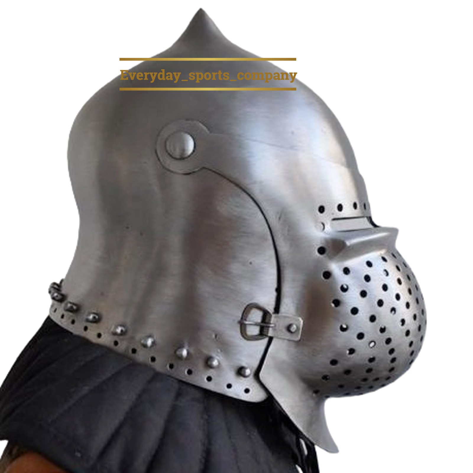 Hand-Forged Medieval Bascinet Helmet - Knight Armor with Visor IMA-HLMT-029