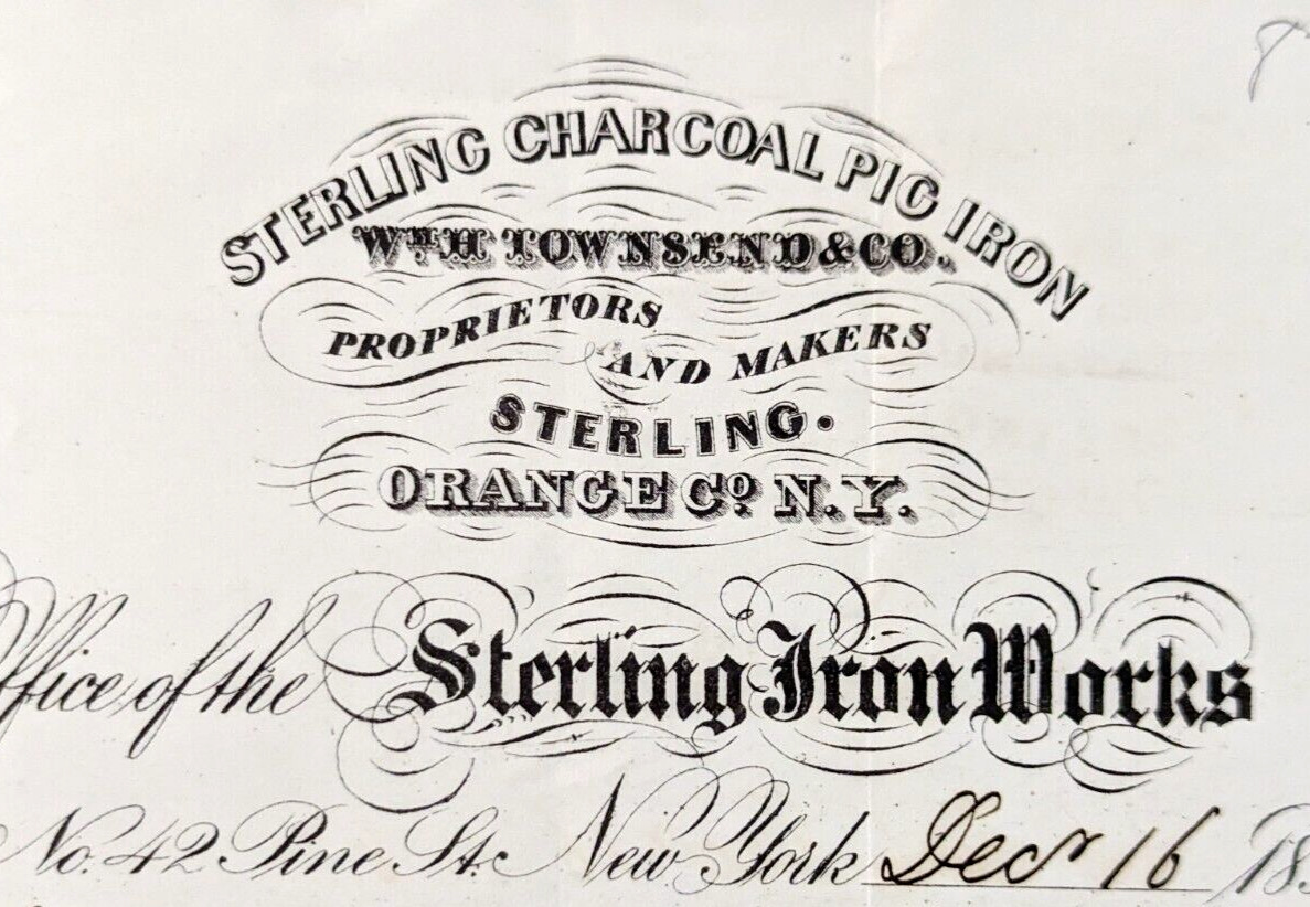 Antique 1858 Sterling Iron Works Orange County New York Letterhead