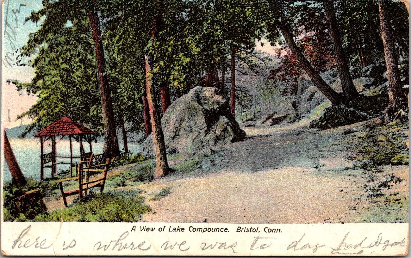 A View of Lake Compounce, Bristol, Conn.-c. 1907-UDB Postcard                608