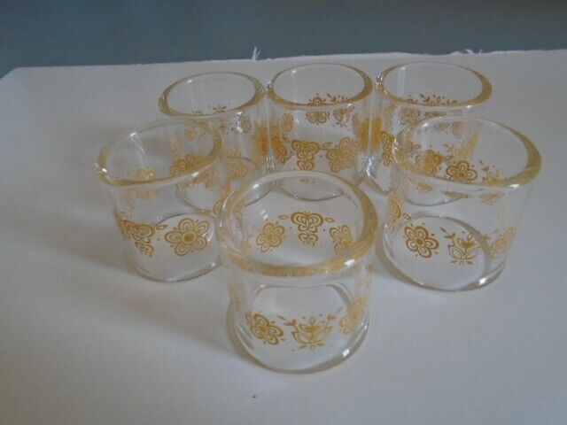 Vintage Set of Pyrex Corning Compatibles Glass Napkin Rings Butterfly Gold 54-4