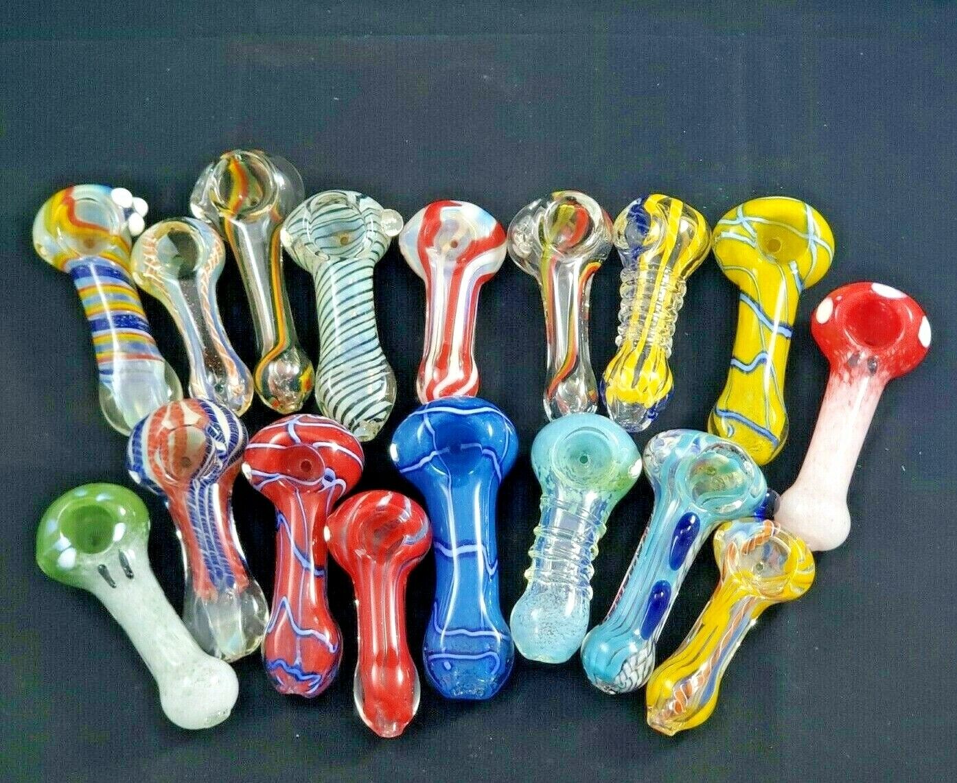 (Lot of 5) Collectible Hand Made Tobacco Glass Pipe 3.5\