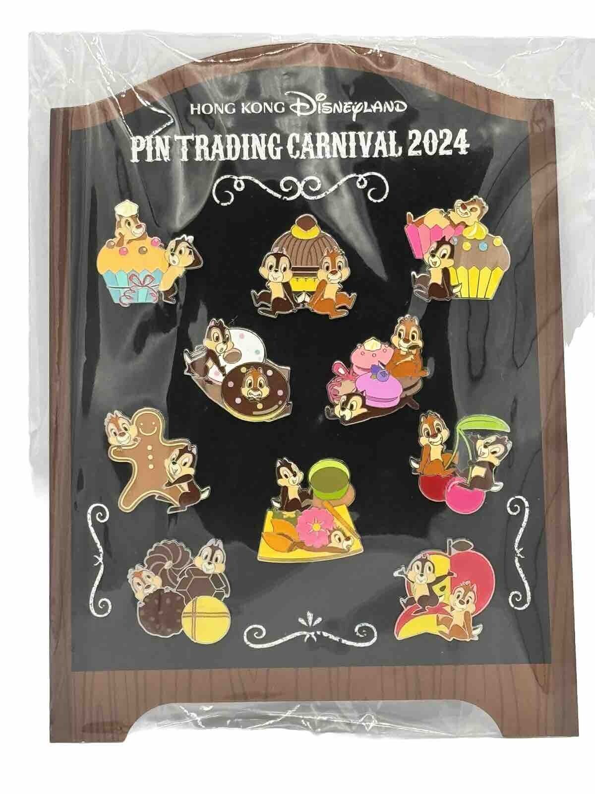 Disney Parks HKDL Chip N Dale Pin Trading Carnival 2024 Dessert Complete Set
