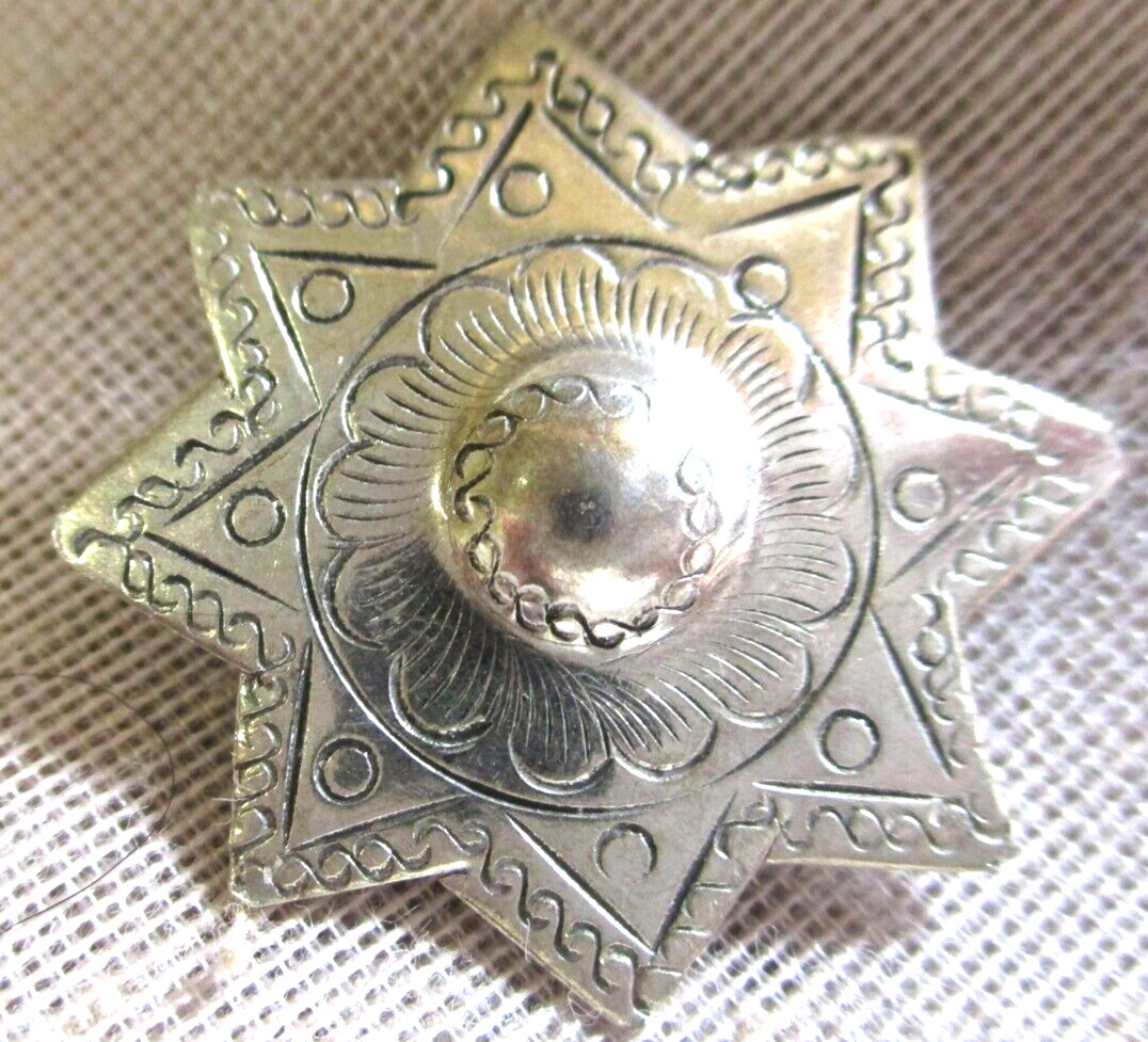 XL NEW STAMPED SILVER SHINY CELESTIAL STAR SHIELD BUTTON  30mm
