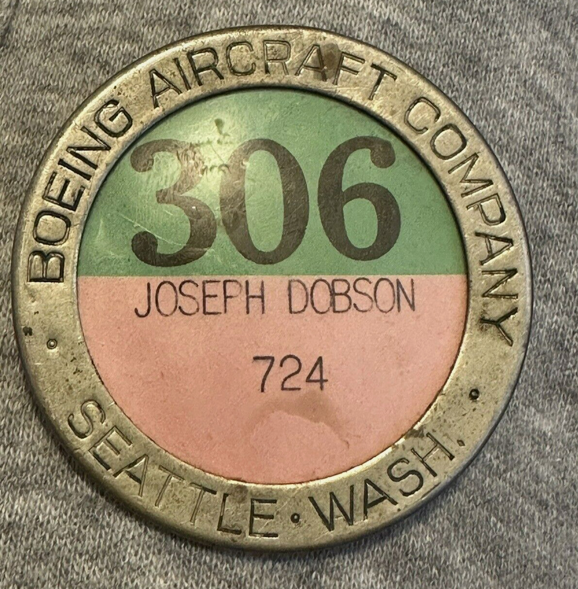 Badge BOEING AIRCRAFT  COMPANY Seattle Washington  EMPLOYEE Identification NAMED
