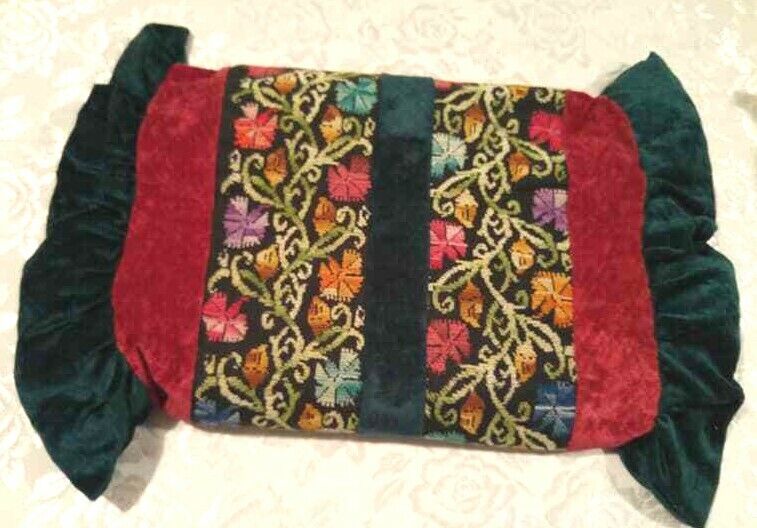 Vintage Antique Arab Bedouin Palestinian Hand Embroidery Cross Stitch Pillow