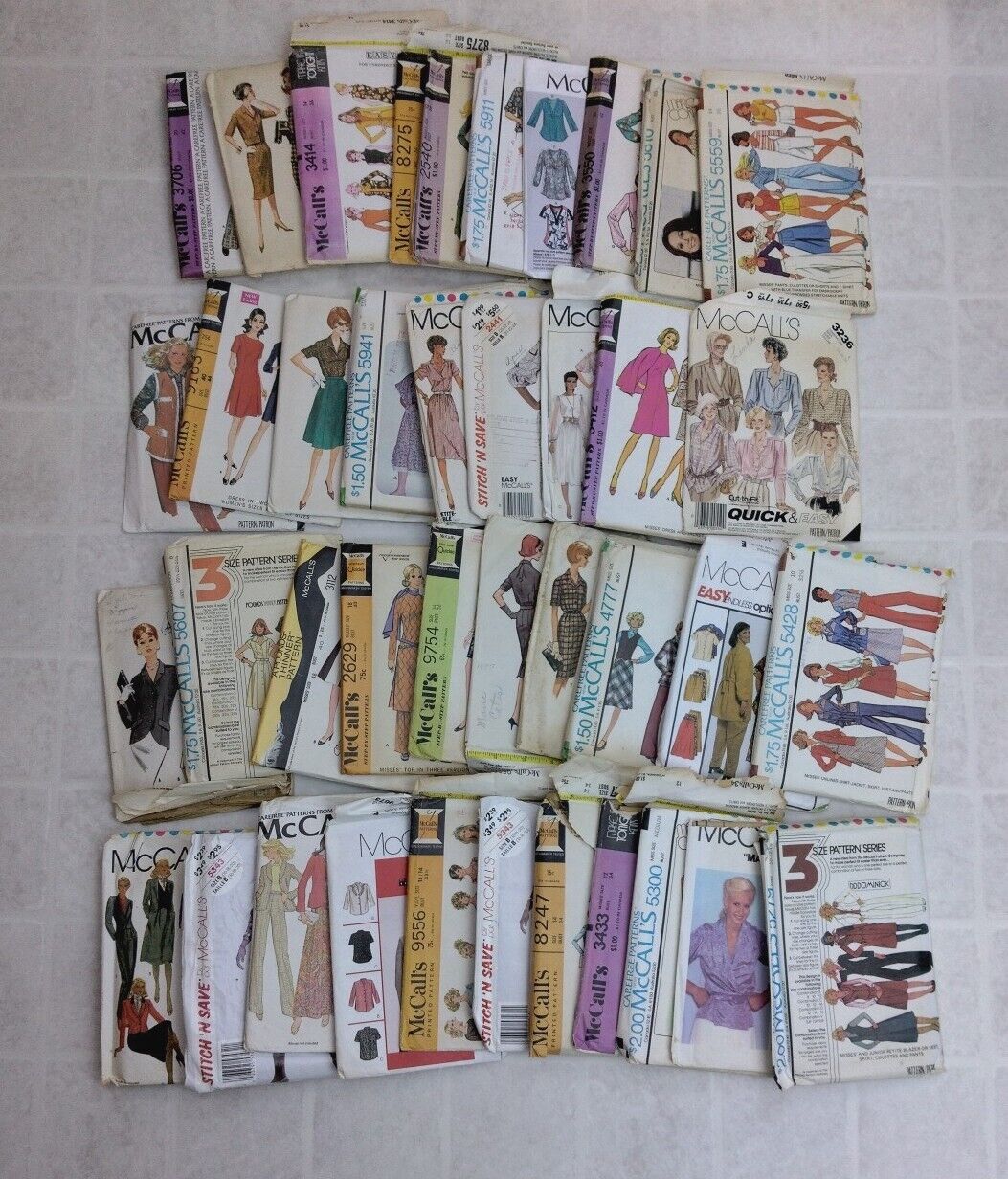 Lot of 40 Vintage Sewing Patterns 50s 60s 70s 80s Dress Blouse McCall's All Cut