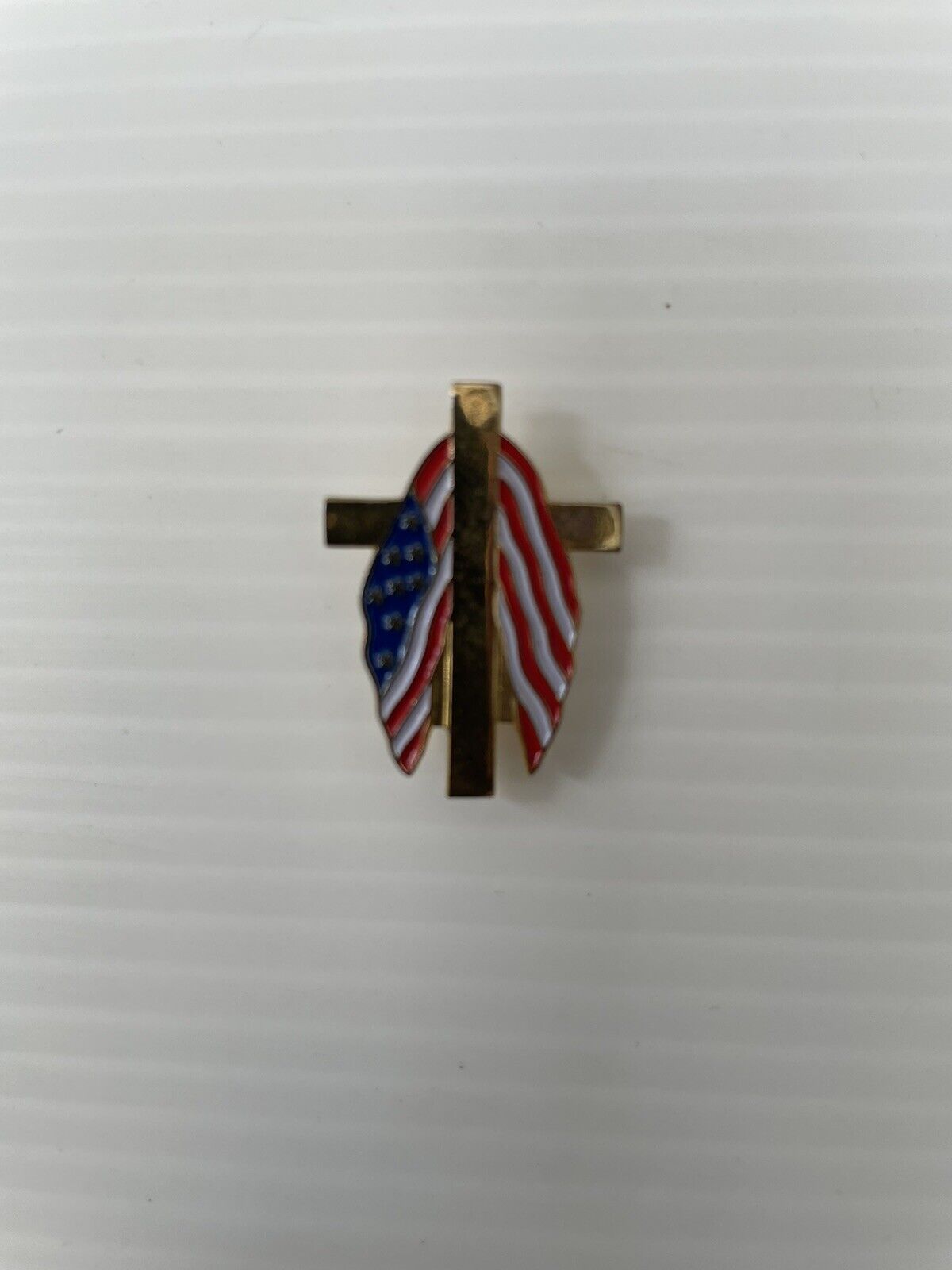 Cross with United States Flag - Lapel Pin - American Flag