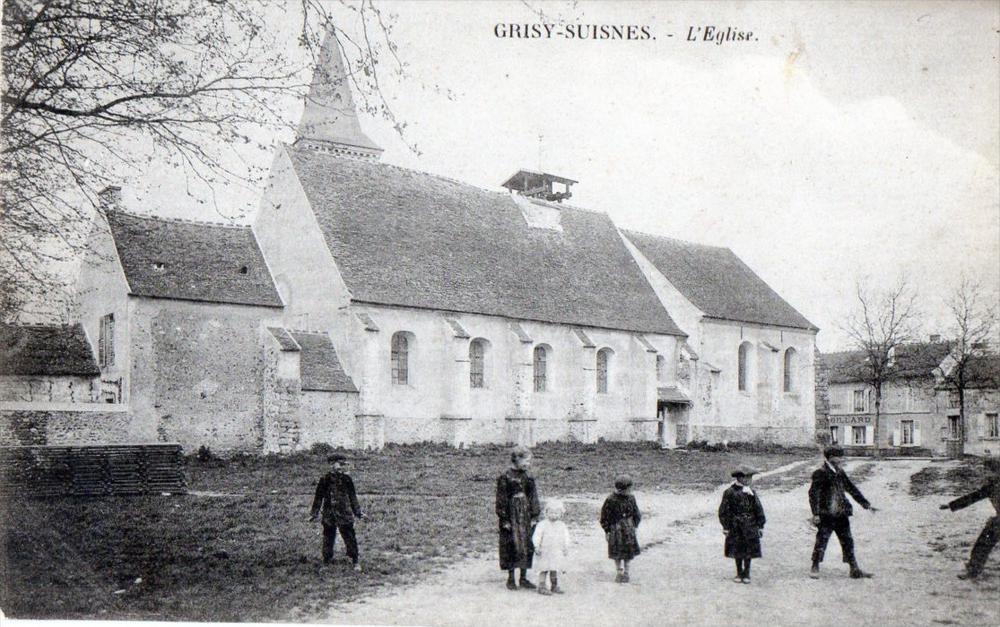CPA 77 GRISY SUISNES THE CHURCH (Back Undivided) (Animated CPA)