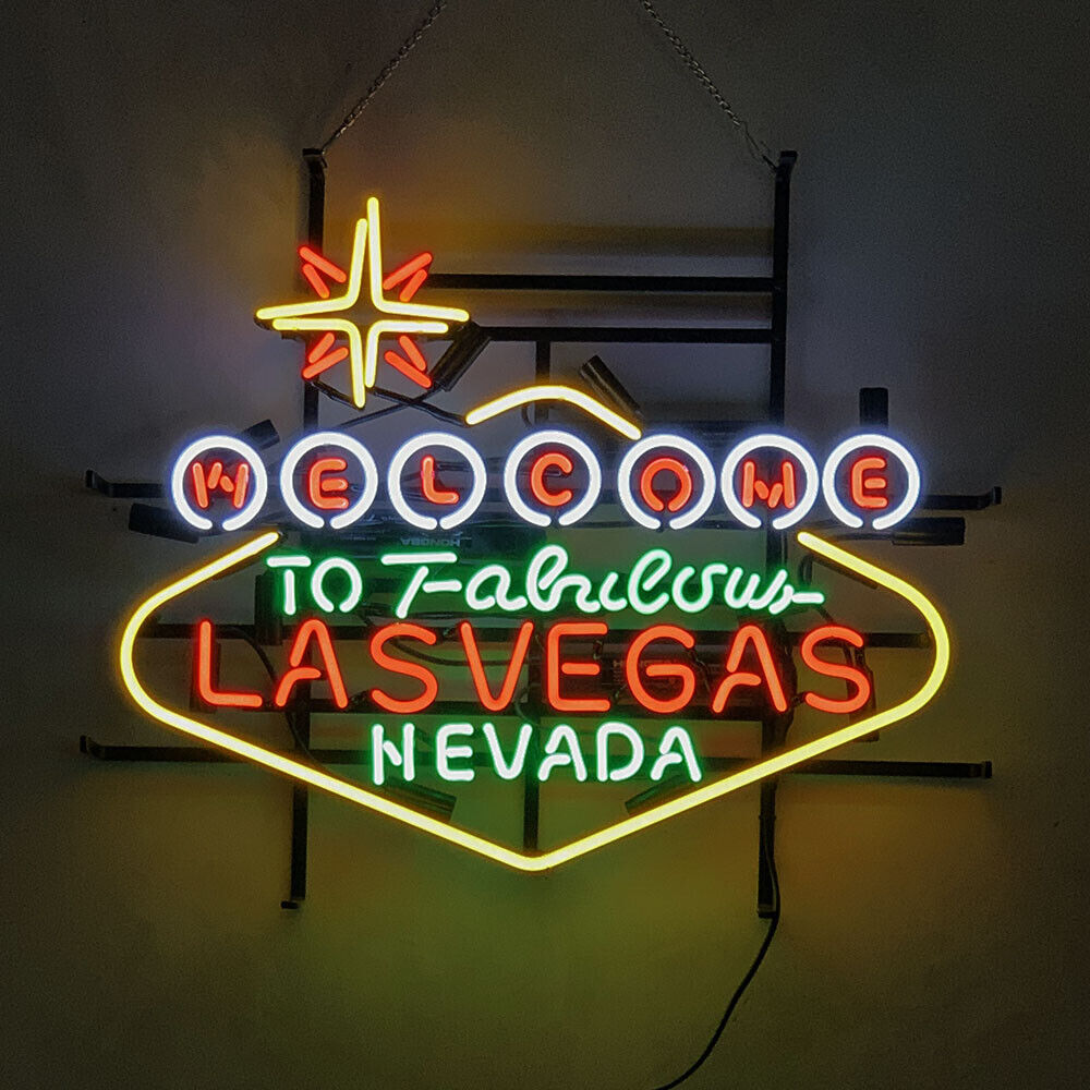 New Welcome to Fabulous Las Vegas Neon Sign Light Handmade Glass Artwork 24\