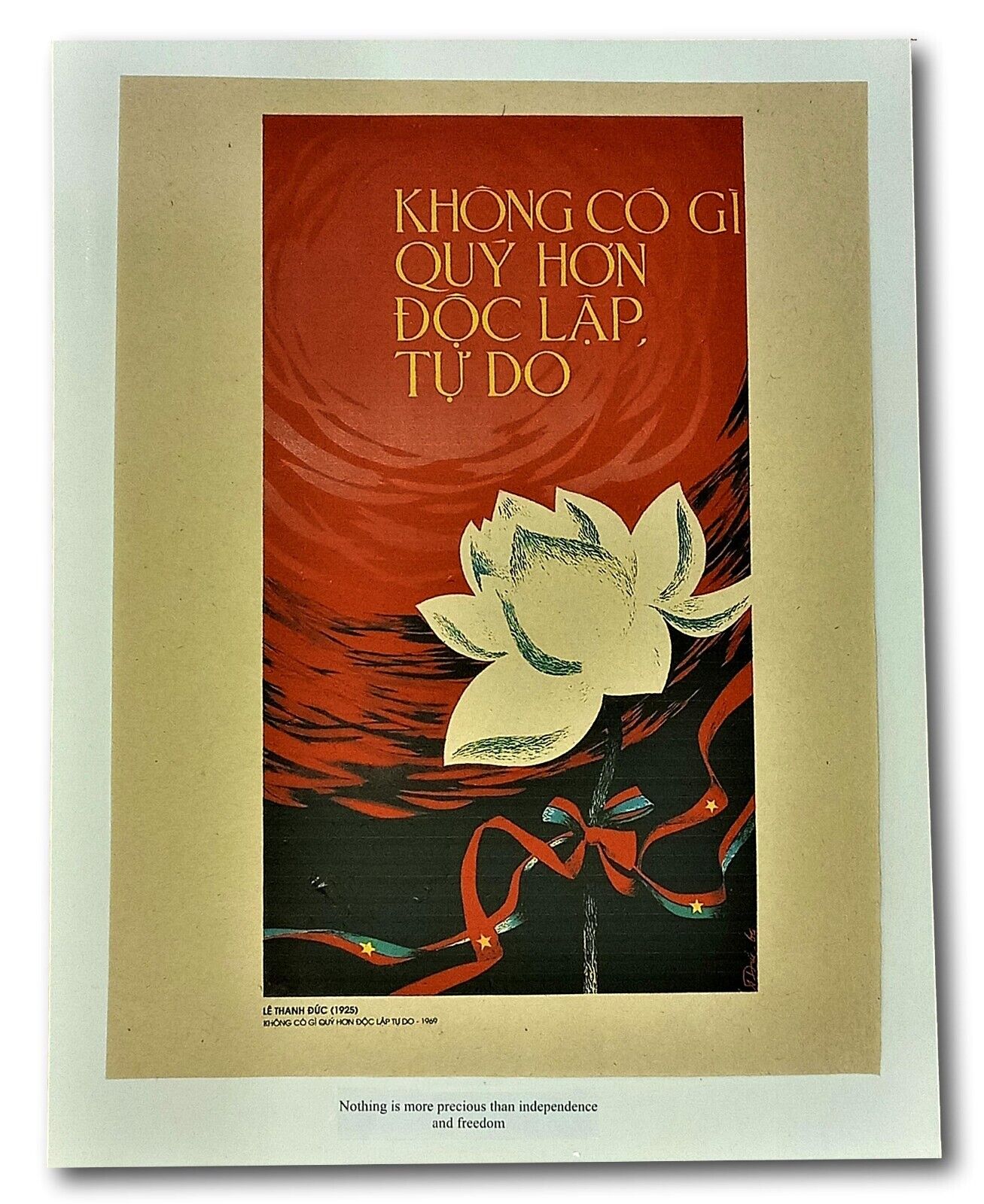 Vietnam War Poster White Lotus Peace Flower Love Independence And Freedom 12x16