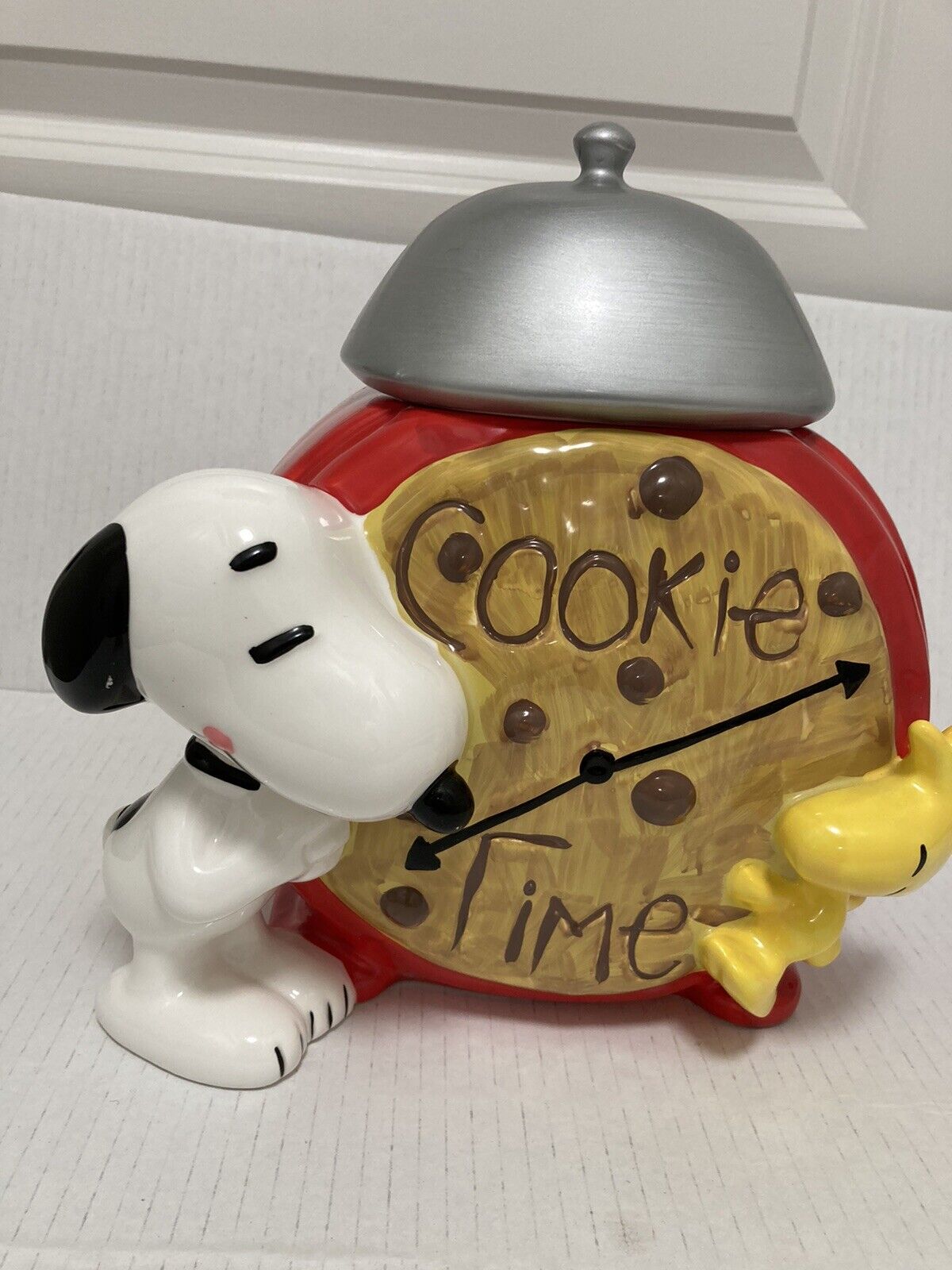 Vintage Peanuts Cookie Jar Snoopy Woodstock RARE Cookie Time Alarm Clock