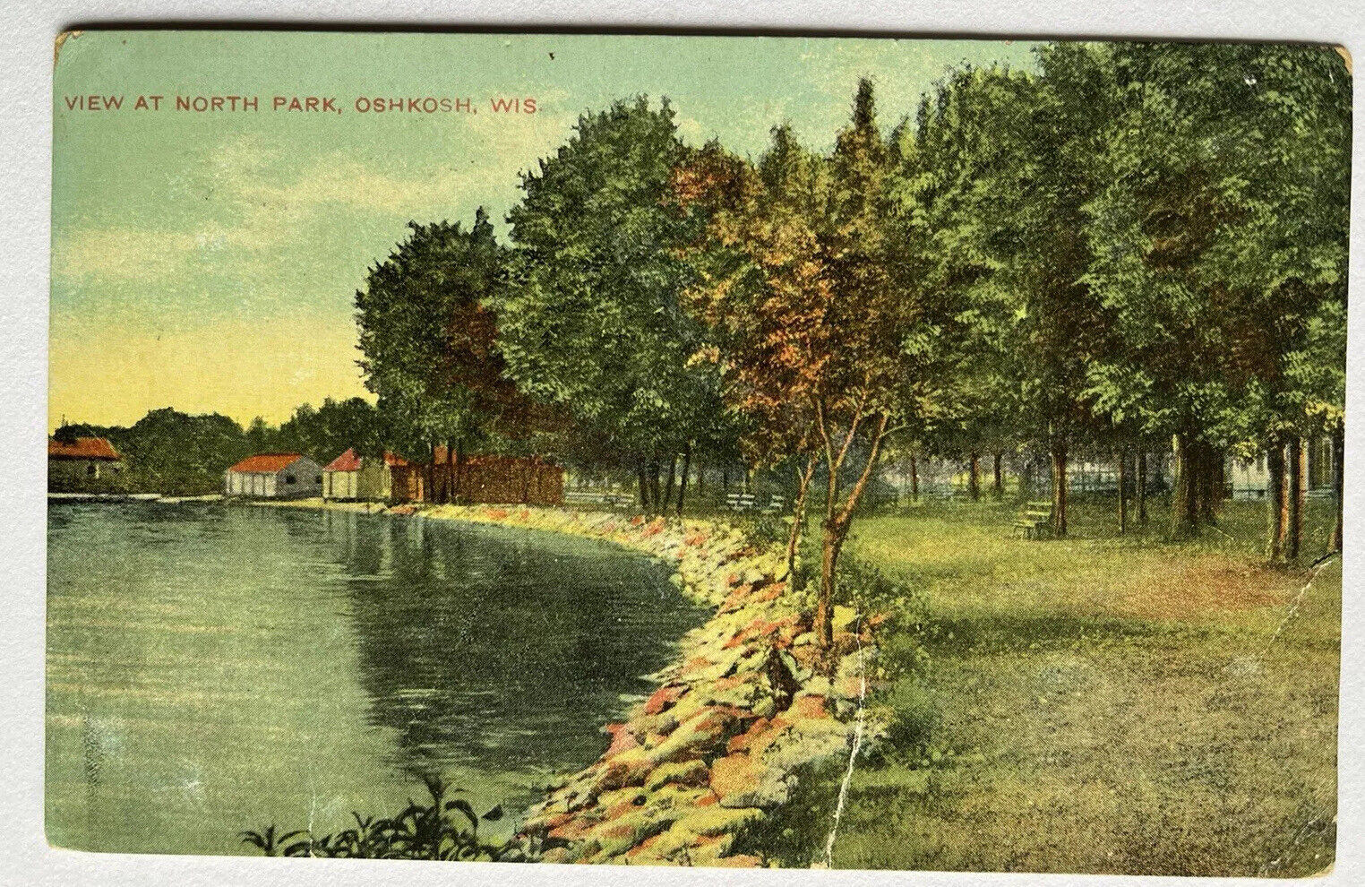 Oshkosh Wisconsin North Park Scenic View Antique Vintage Postcard 1909
