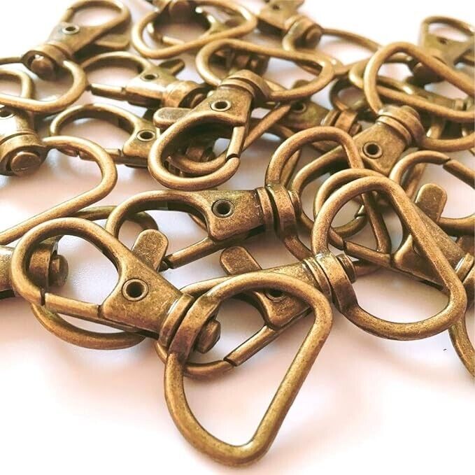 20Pcs Antique Brass 360° Metal Swivel Trigger Snap Hooks Lobster Claw Clasps