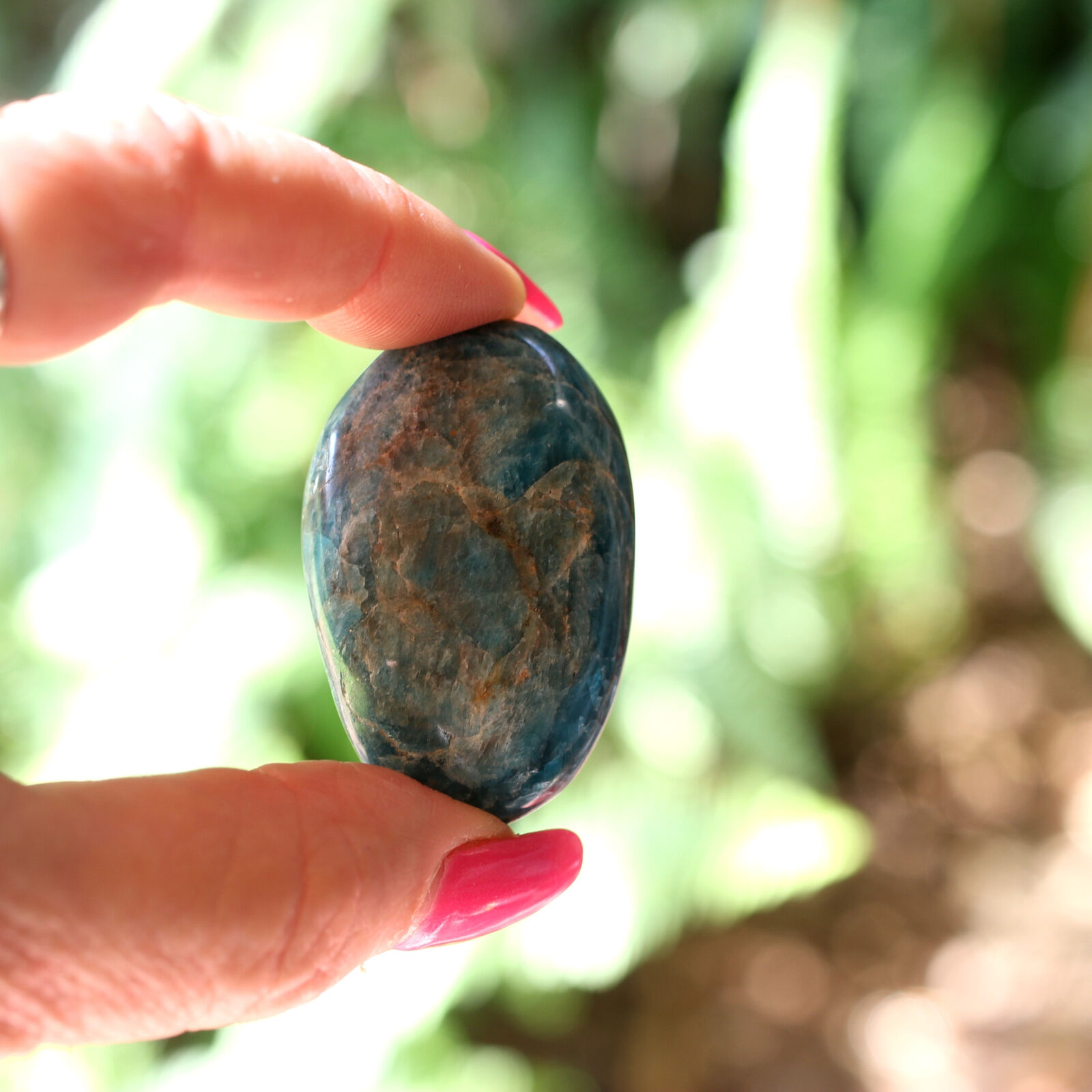 Apatite A+ Natural Blue Gallet LARGE 37g Polished Palm Stone 1.8 Inch #27