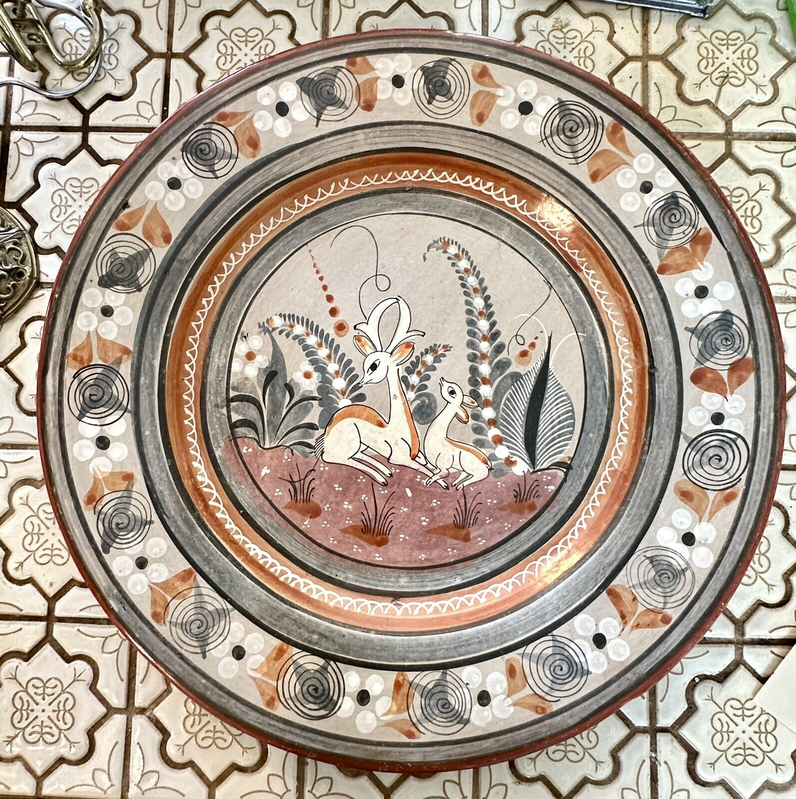 VTG Lg Tonala Xochiquetzel 15.5” Wall Plate “Spring” Mexican Pottery Folk Art