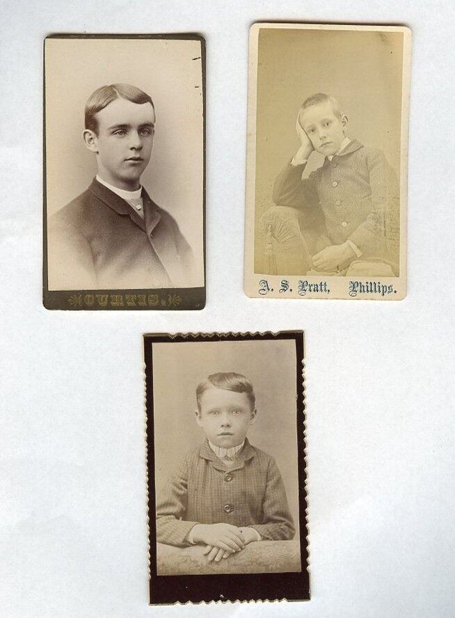 3 CDV Photos - Older Boys - All in Nice Condition-Phillips Maine 