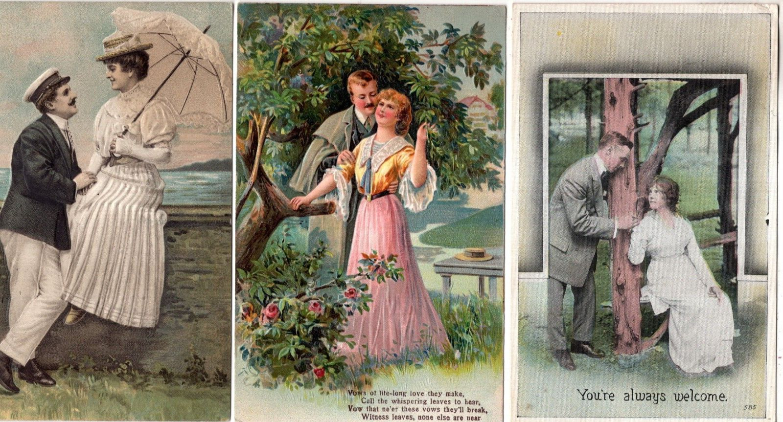 LOT of 3  ANTIQUE EARLY 1900s Postcards  * LOVE & ROMANCE *       (0310)