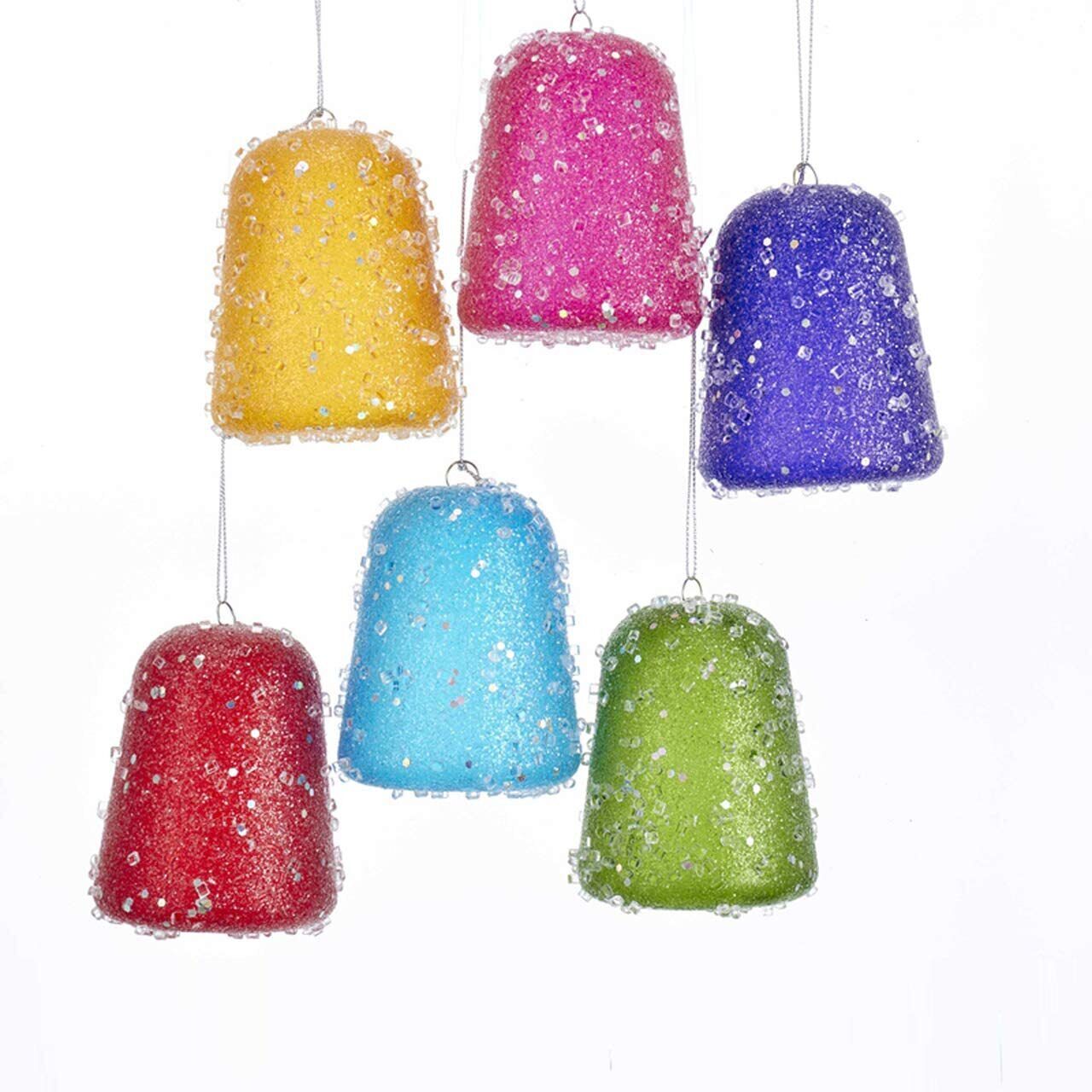 Kurt Adler Glittered Gum Drop Ornaments - Set of 6