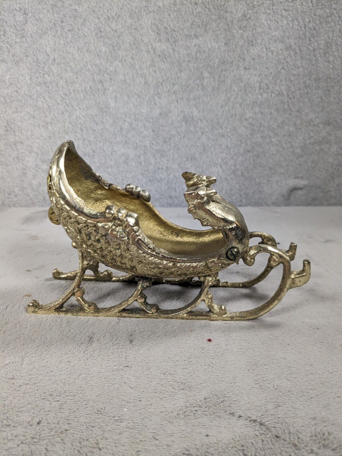 Solid Brass Swan Design Vintage Victorian Table Top Christmas Sleigh