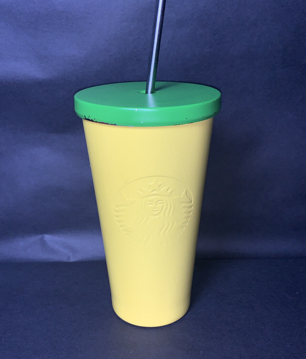 Starbucks Stainless Steel Cold Rare Yellow & Green Cup 16 Oz.