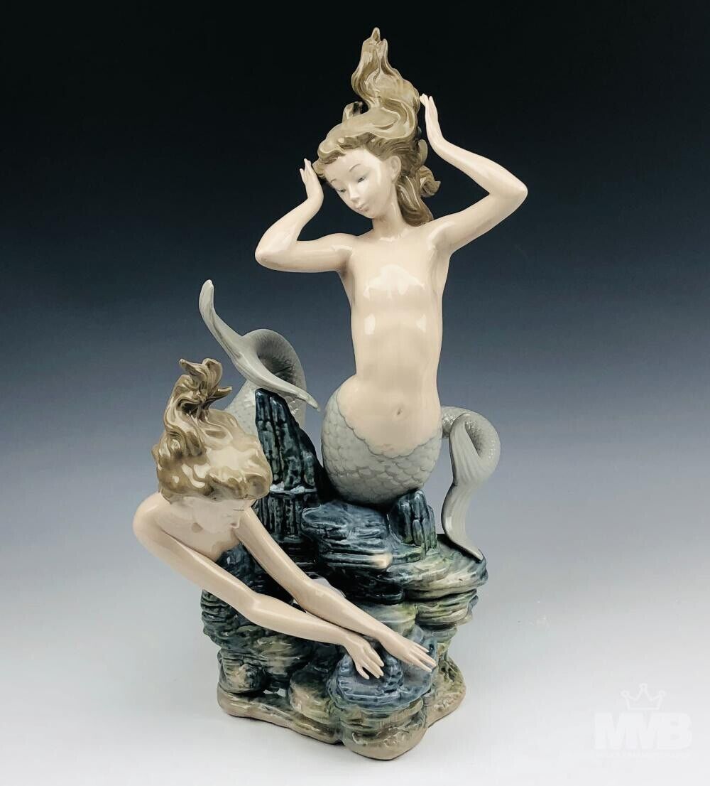Stunning Rare. Vintage Lladro Spain 'Mermaids Playing' #1349 17” Retails $3375