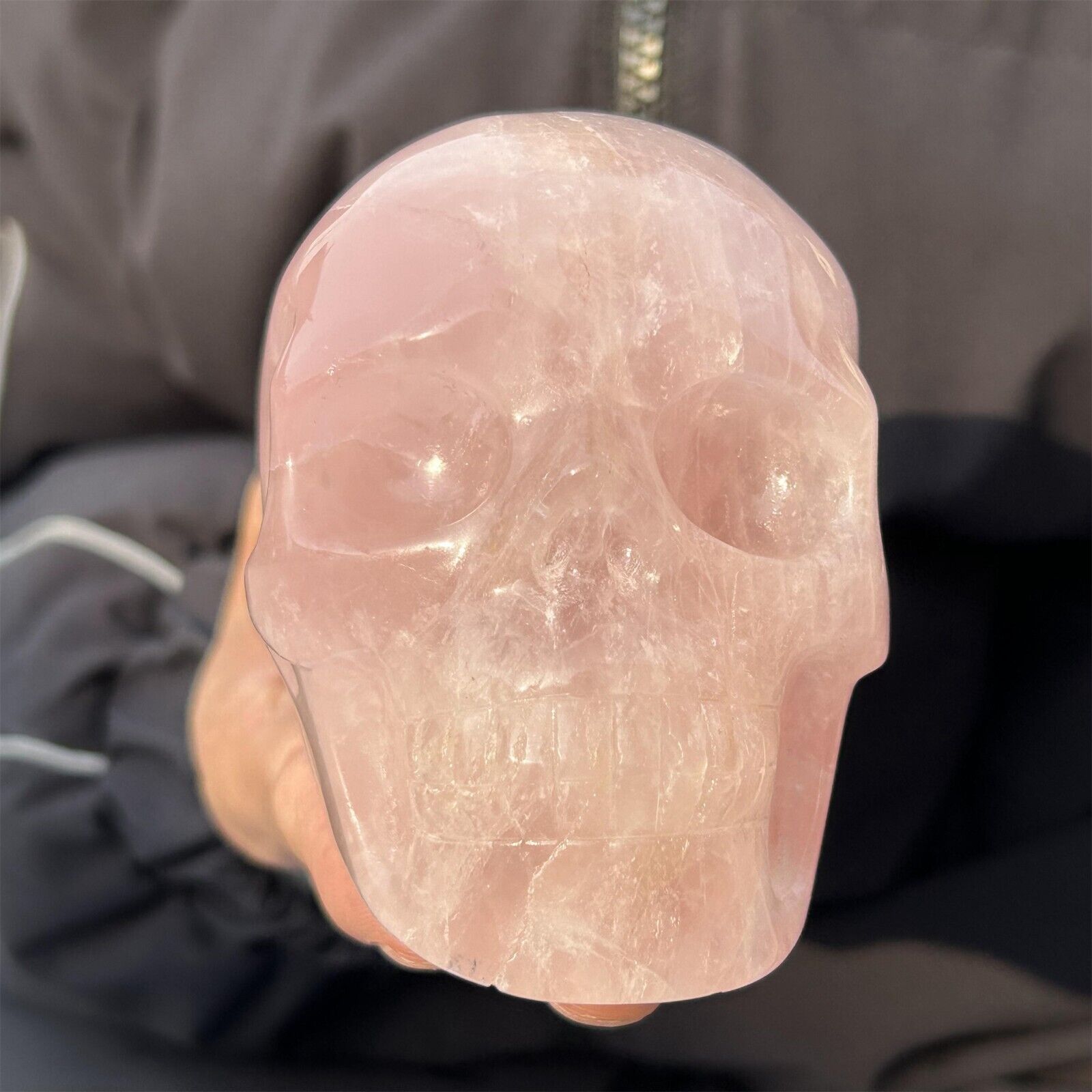 750g natural rose quartz carved skull quartz crystal skull Reiki healing XK2687