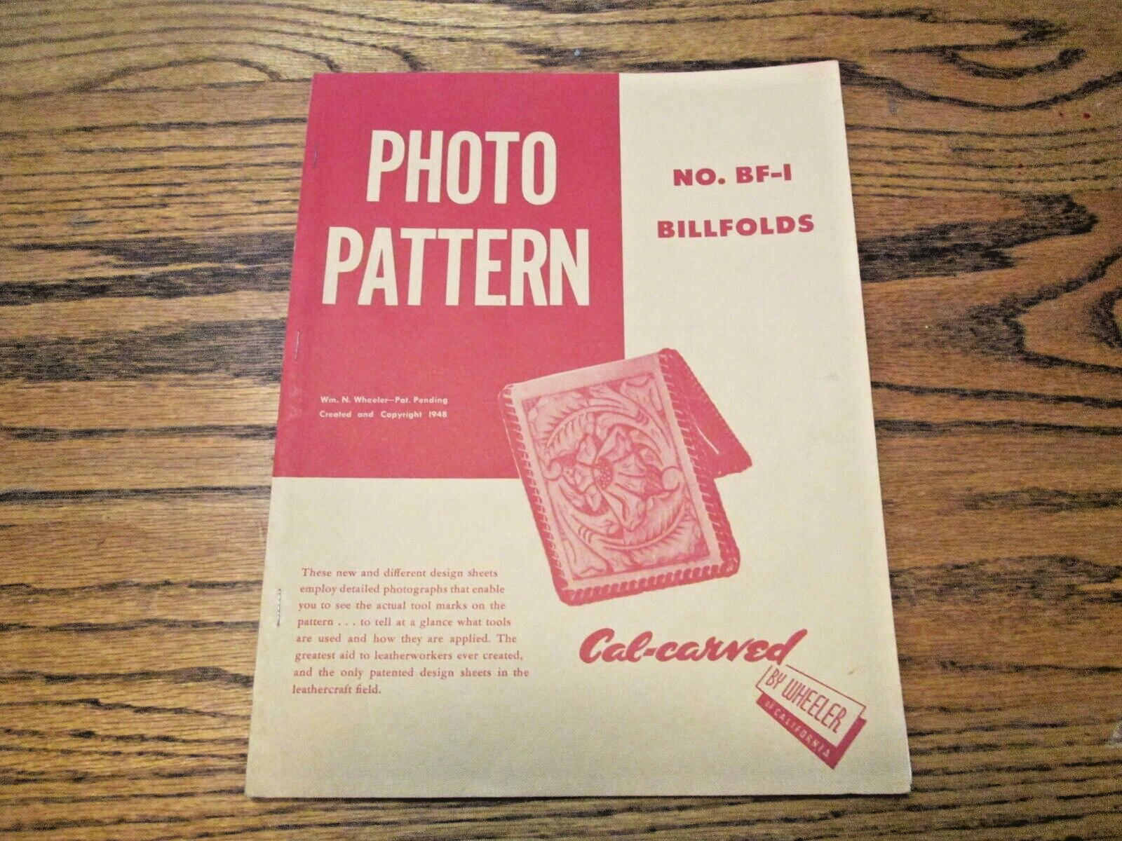 1947 Cal-Carved Leather Craft Patterns No. BF-1 by Wheeler Catalog