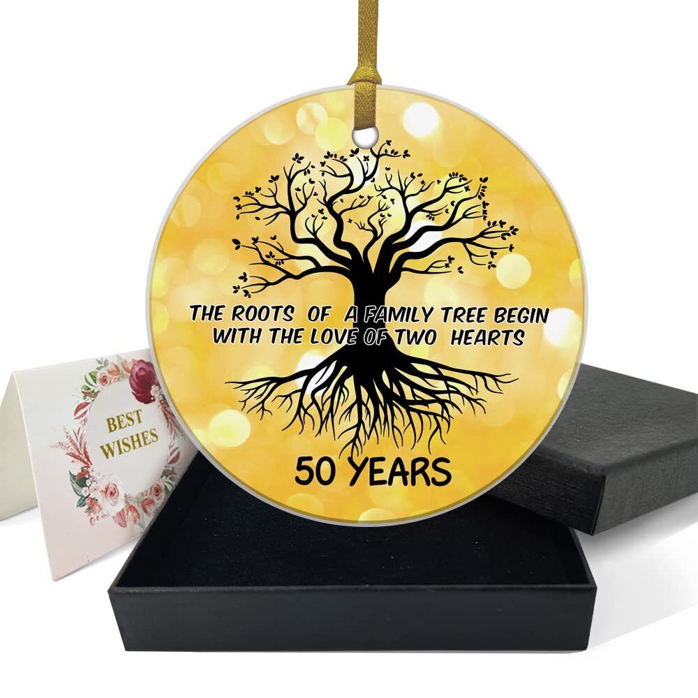 REWIDPARTY 50th Wedding Anniversary Ornament Family Tree Decoration 50 Years as