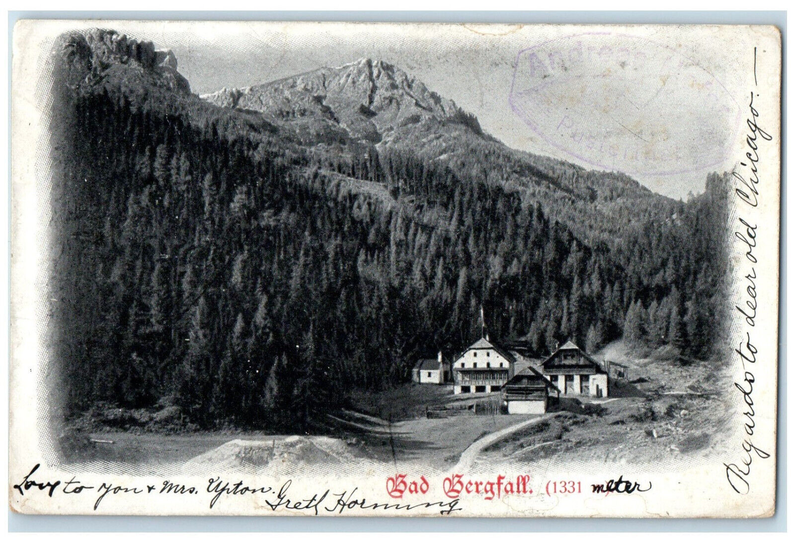 1910 Scene at Bad Bergfall Valdaora Bolzano Italy Posted Antique Postcard