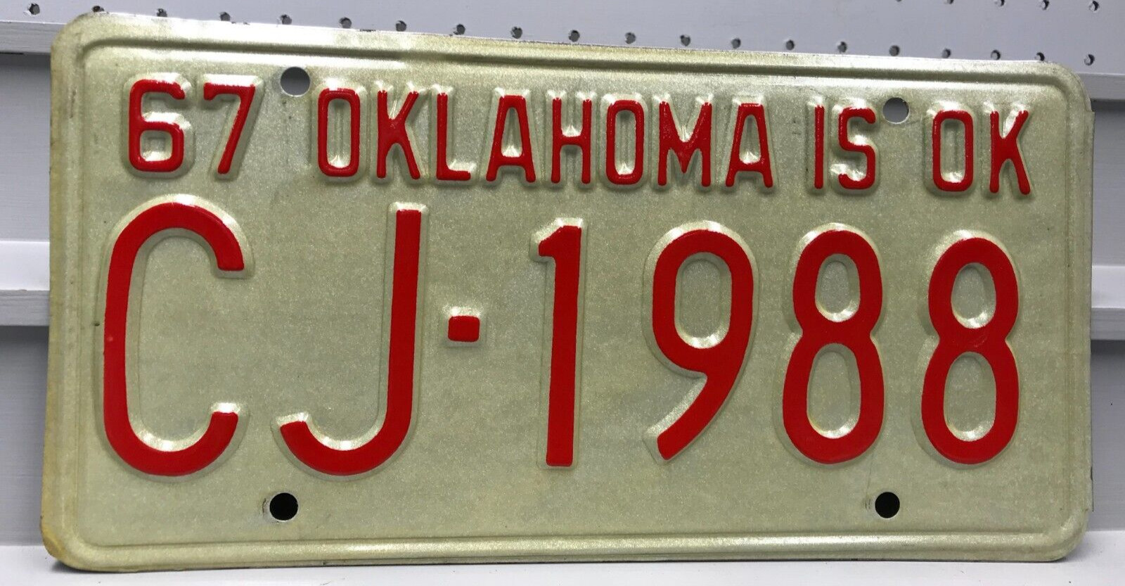 1967 Oklahoma License Plate CJ-1988