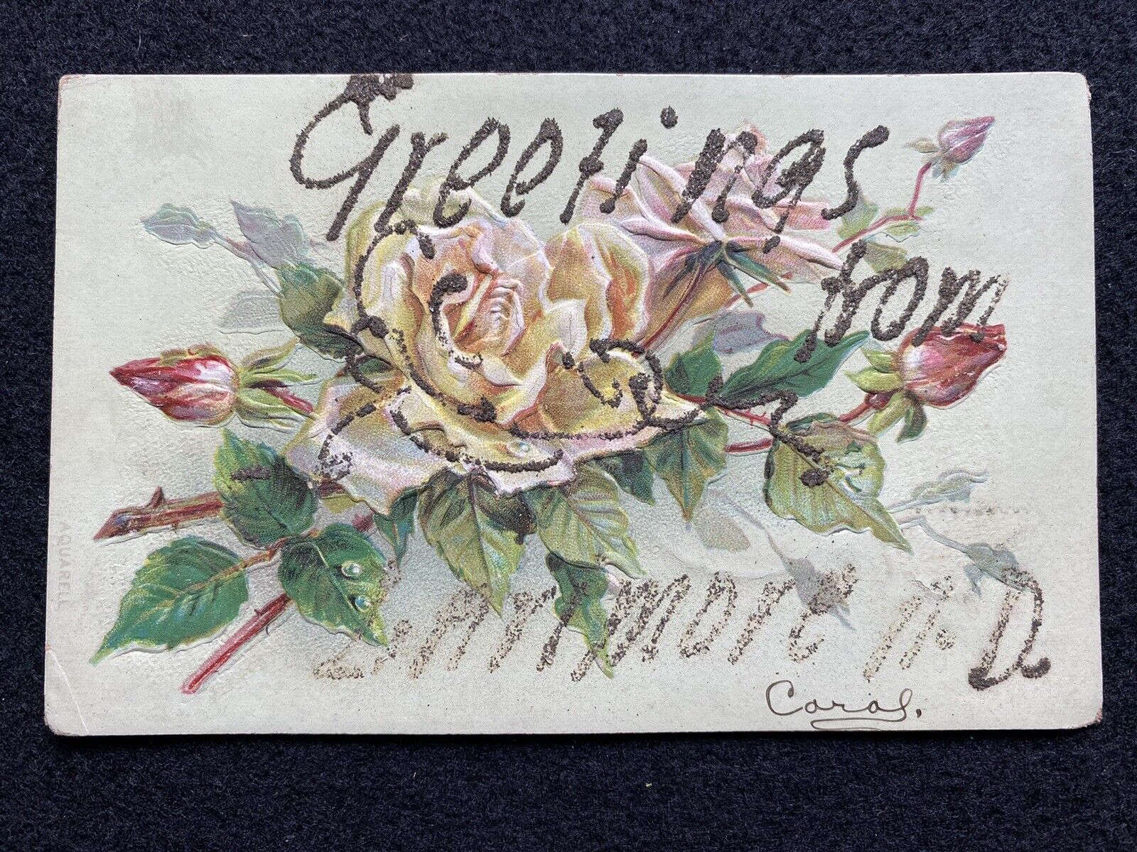 Larimore North Dakota ND Flower Greetings Antique Photo Postcard