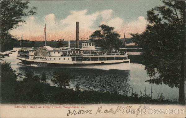 1906 Vergennes,VT Excursion Boat on Otter Creek Addison County Vermont Postcard
